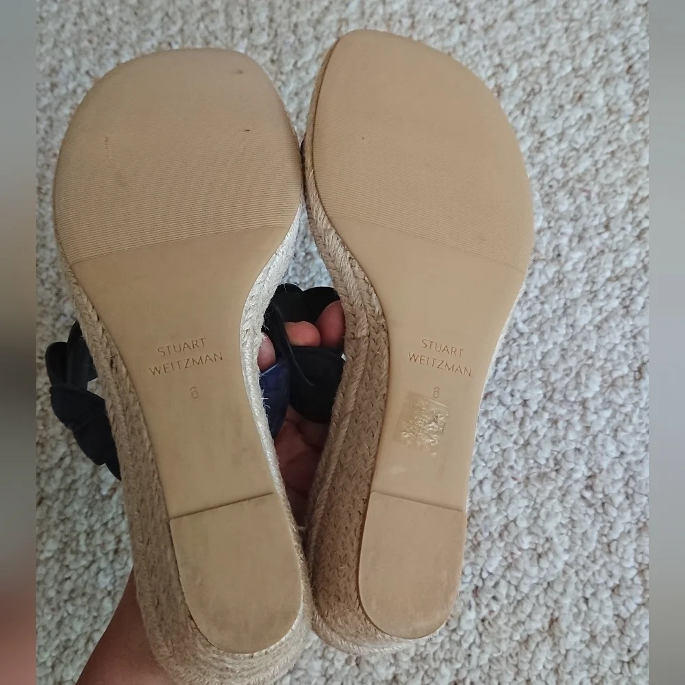 Stuart Weitzman navy Blue Twist Suede  Wedge Sandals size 6.5 - Picture 13 of 13